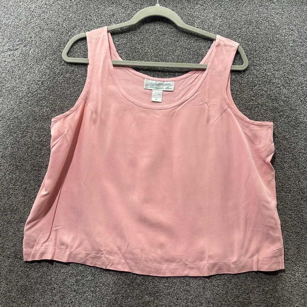 Pineapple Moon Tank Top Womens XL Pink 100% Silk Scoop Neck Sleeveless Camisole